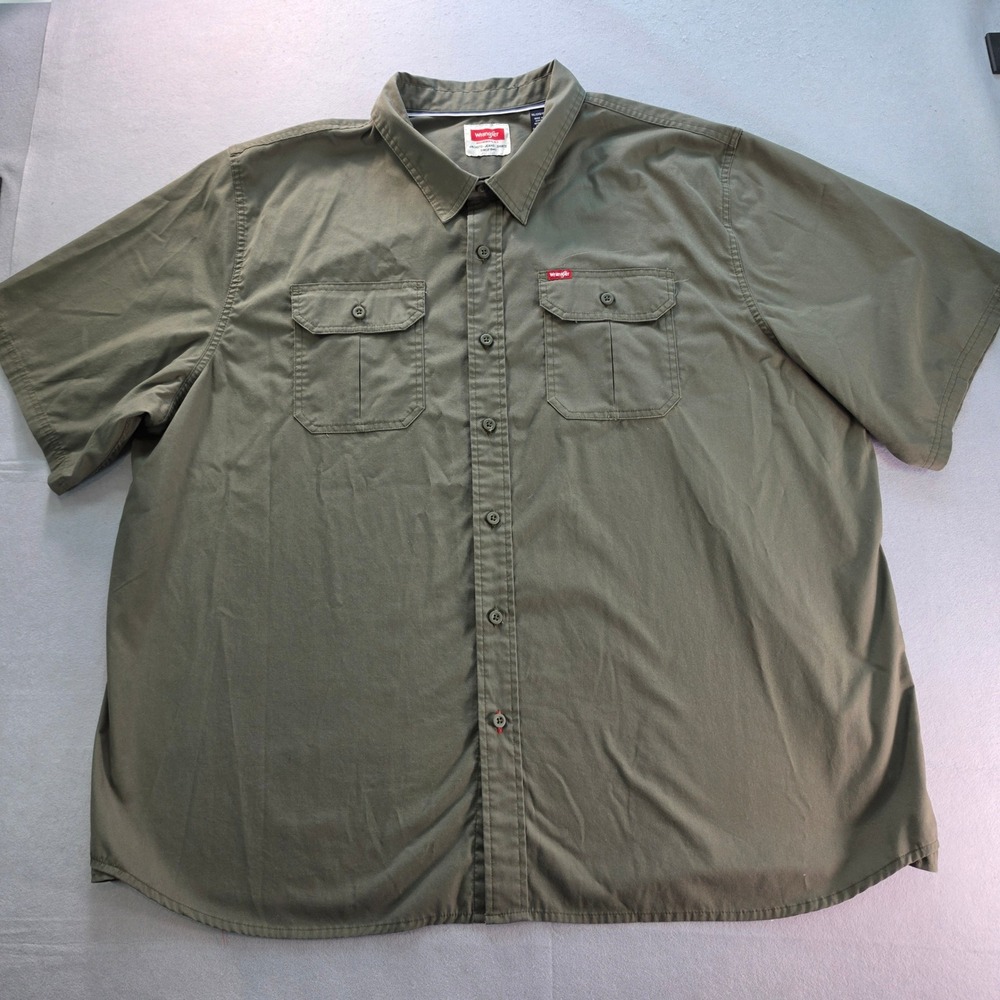Wrangler Mens 3XL Olive Green Short Sleeve Button Down Utility Shirt 112351786